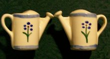 Shawnee Pottery Watering Can Salt & Pepper Shakers Ca. 1940 Blue Trim