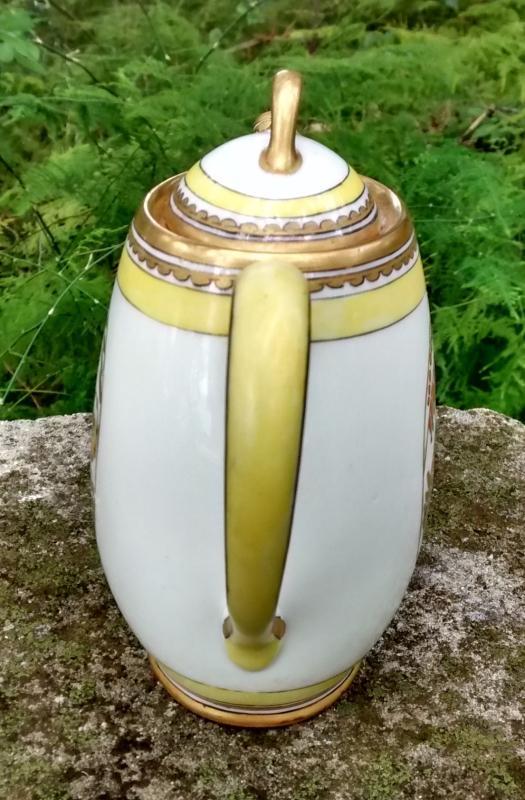 Limoges Teapot Art Deco Orange Floral 5.5