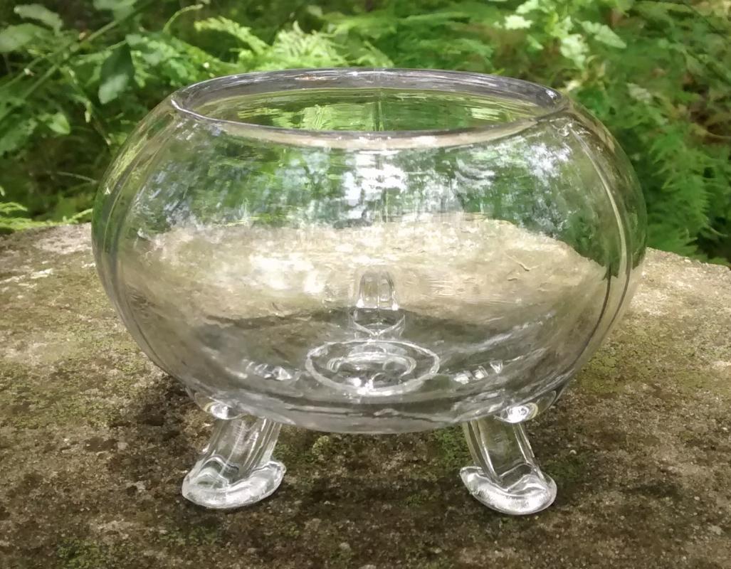 Viking Flora-lite Glass Flower Bowl Clear 1950's-70's #1007