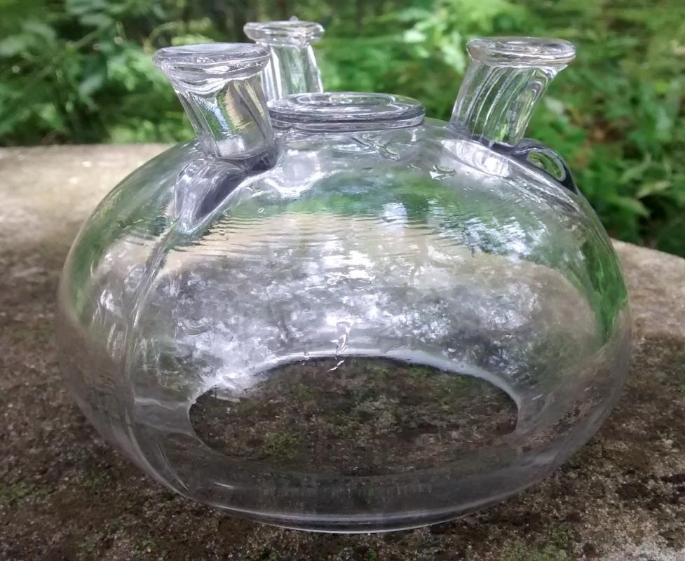 Viking Flora-lite Glass Flower Bowl Clear 1950's-70's #1007