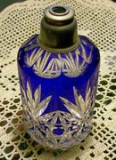 Bohemian Crystal Perfume Bottle: Cobalt Cut-to-Clear