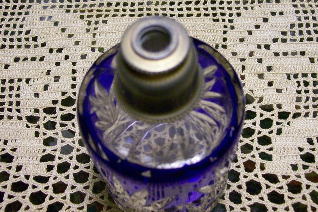 Bohemian Crystal Perfume Bottle: Cobalt Cut-to-Clear