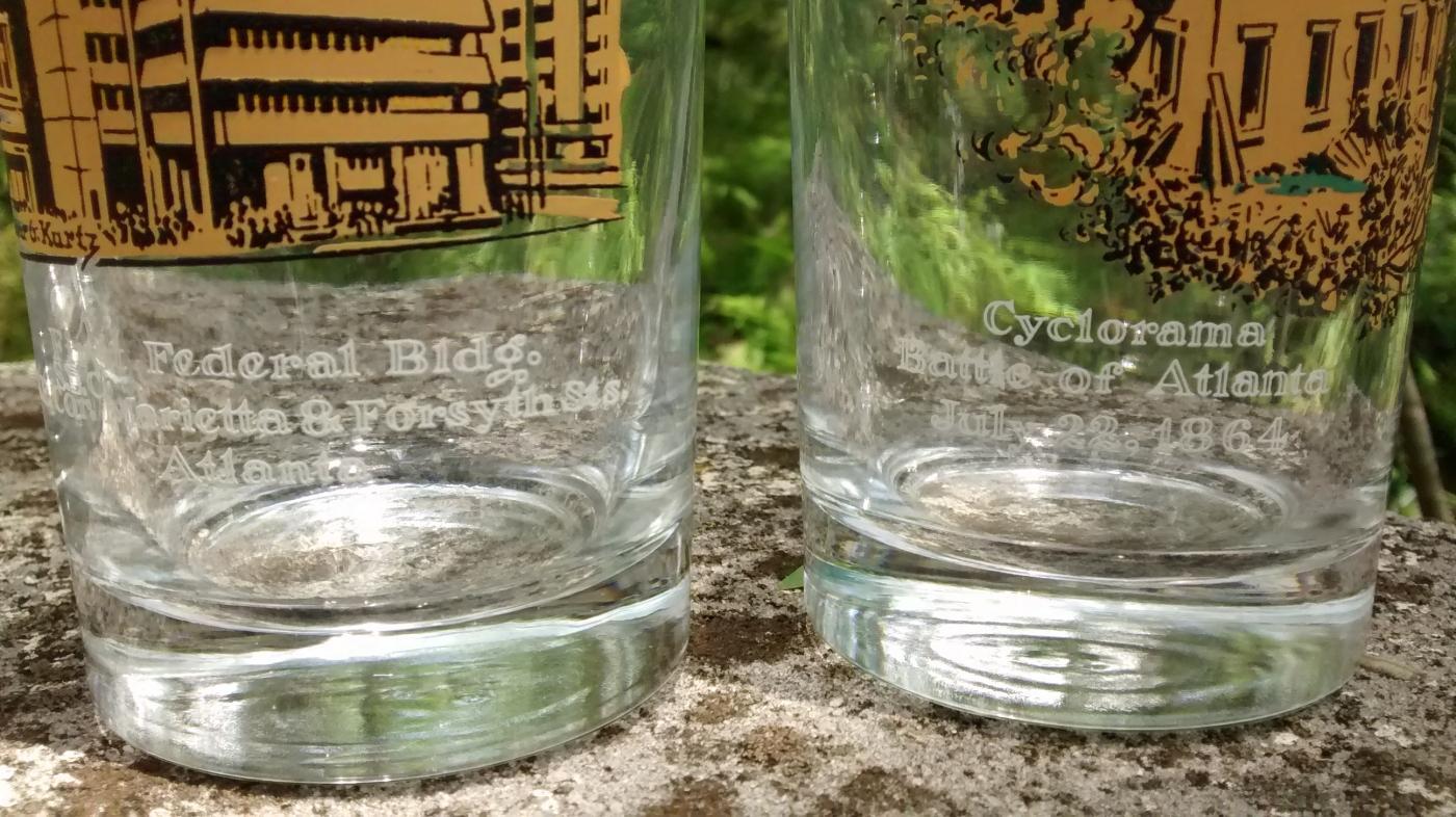 Wilbur Kurtz Atlanta Architecture Glass Bar Tumbler Set/6 Historic Buildings