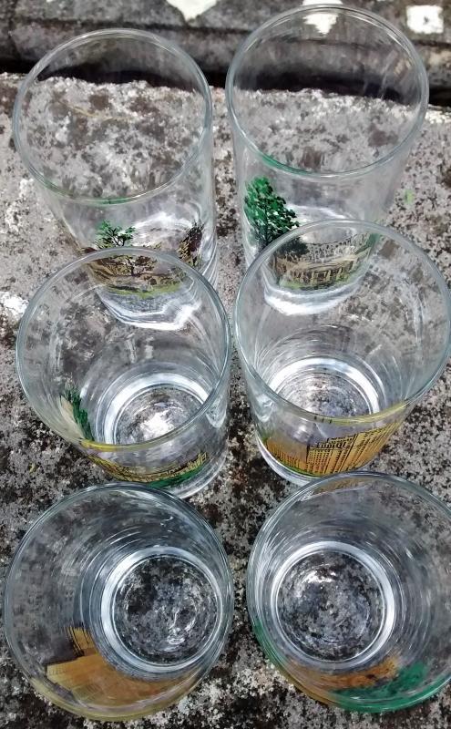 Wilbur Kurtz Atlanta Architecture Glass Bar Tumbler Set/6 Historic Buildings
