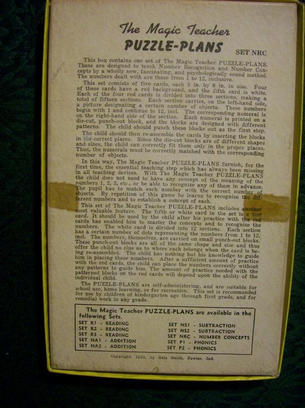 The Magic Teacher Puzzle Plans Set NRC 1950