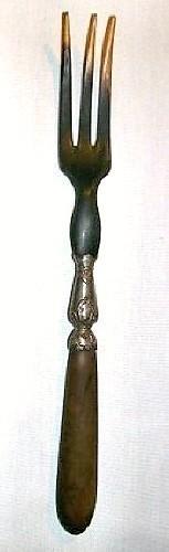 1800s Animal Horn & Wood Serving Fork 10
