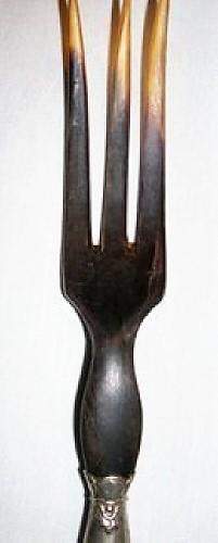 1800s Animal Horn & Wood Serving Fork 10