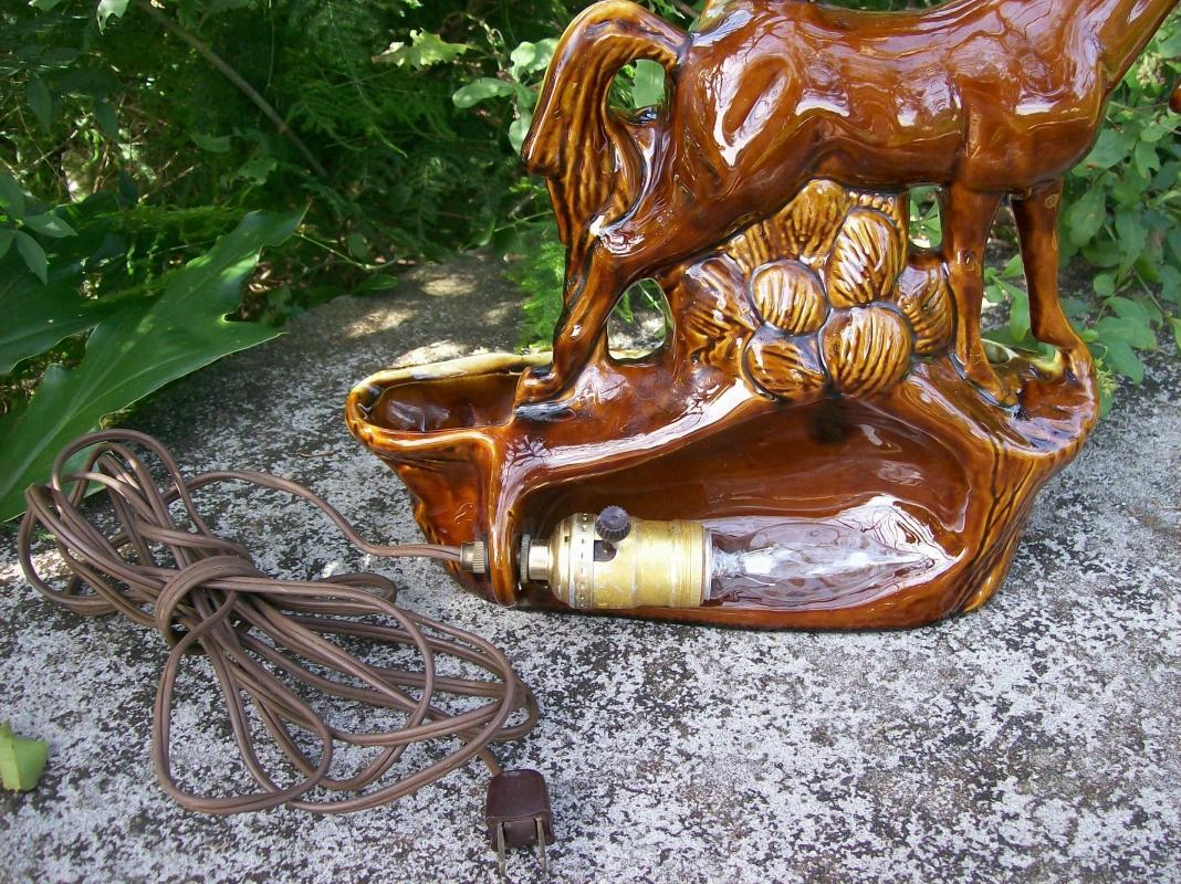 1950s TV Lamp Horse with Colt Brown/Cream Ceramic