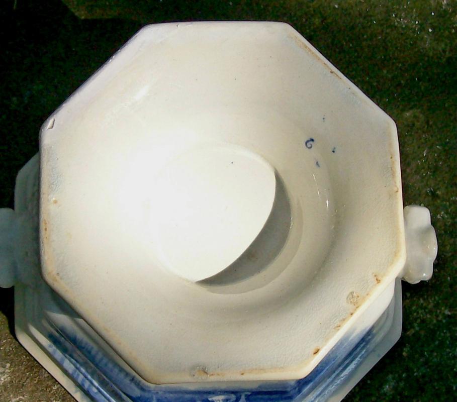 Colonna Staffordshire Sauce Tureen w/Lid Goodfellow 1828-59 Blue & White