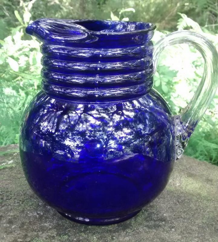 Weston Cobalt Blue Glass Ball Jug 7.5