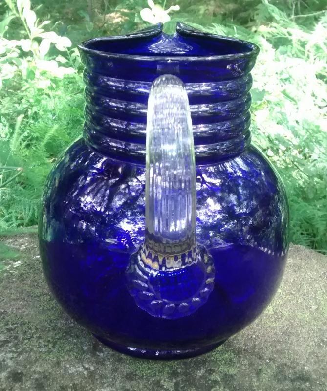 Weston Cobalt Blue Glass Ball Jug 7.5