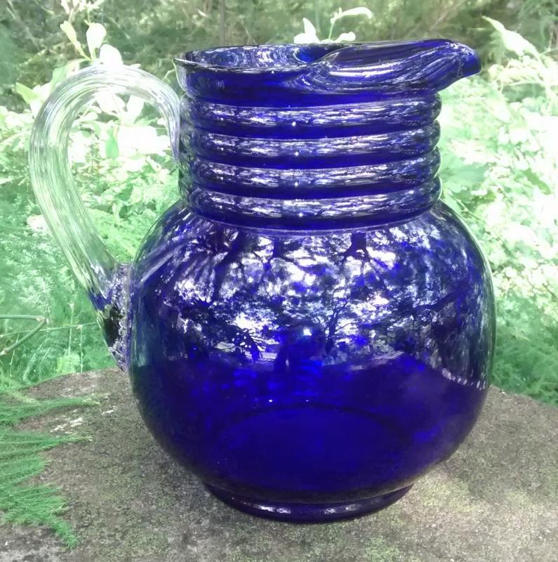 Weston Cobalt Blue Glass Ball Jug 7.5