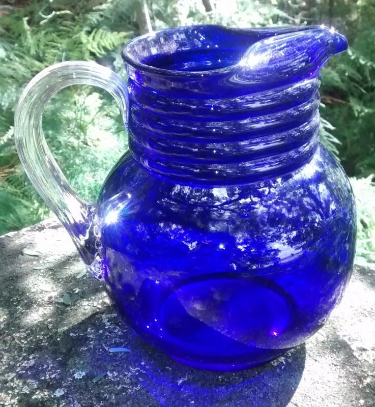 Weston Cobalt Blue Glass Ball Jug 7.5