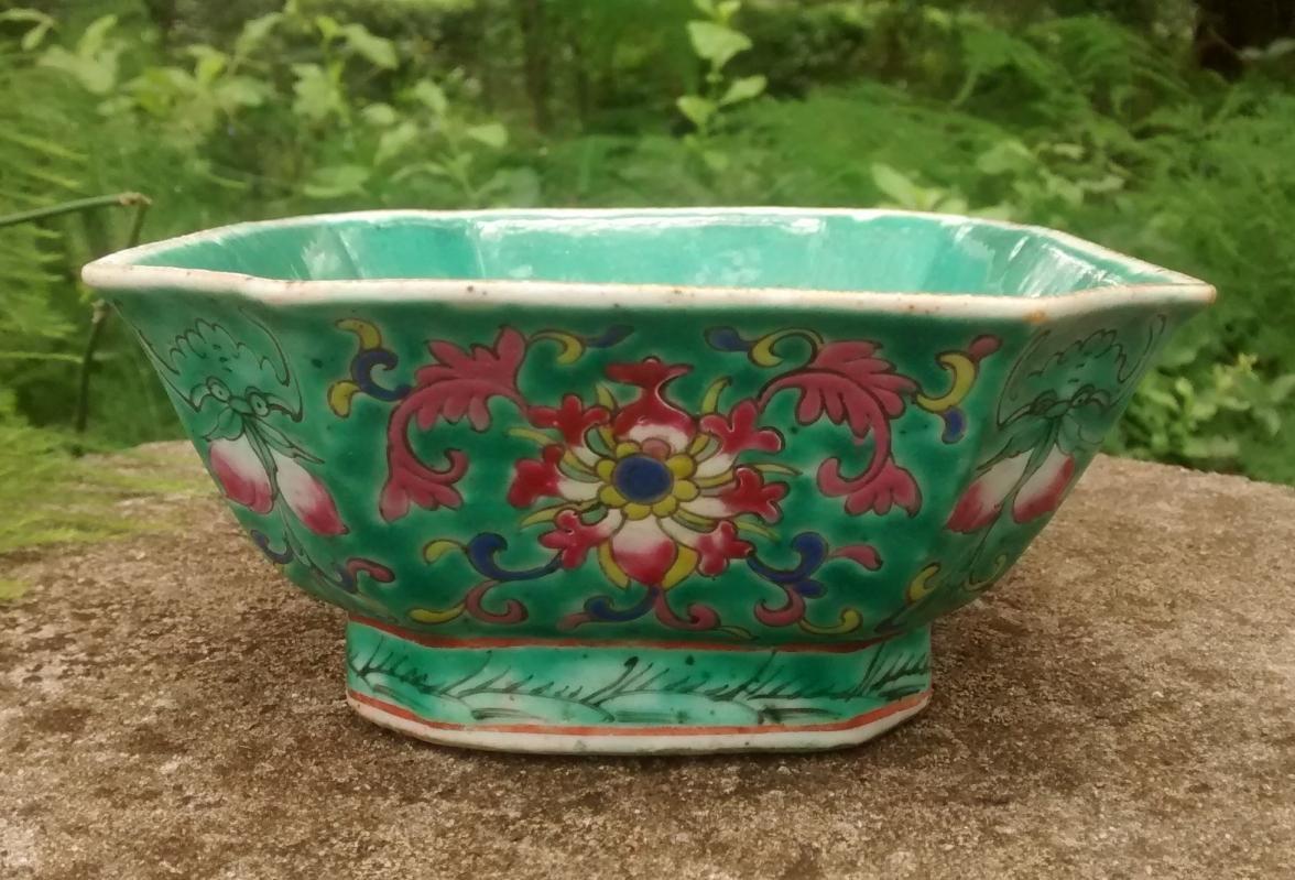 Chinese Footed Dish Turquoise Incised Flowers Character Seal Mark 5.25