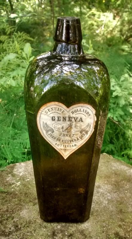 De Kuyper Geneva Gin Bottle Ca. 1880 Dk Olive Green BIMAL