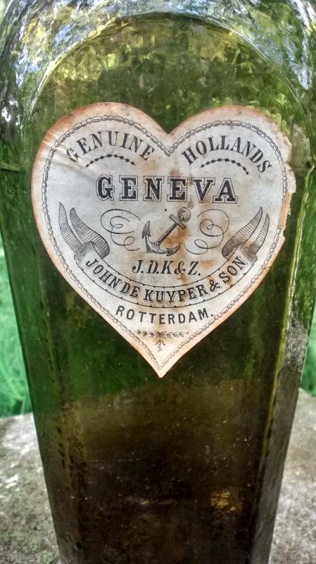 De Kuyper Geneva Gin Bottle Ca. 1880 Dk Olive Green BIMAL