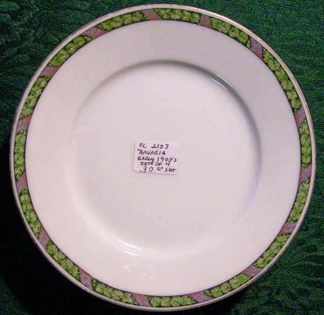 Hutschenreuther Ceramic Plate Set of 4: Black/Green/Purple Band