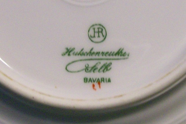 Hutschenreuther Ceramic Plate Set of 4: Black/Green/Purple Band
