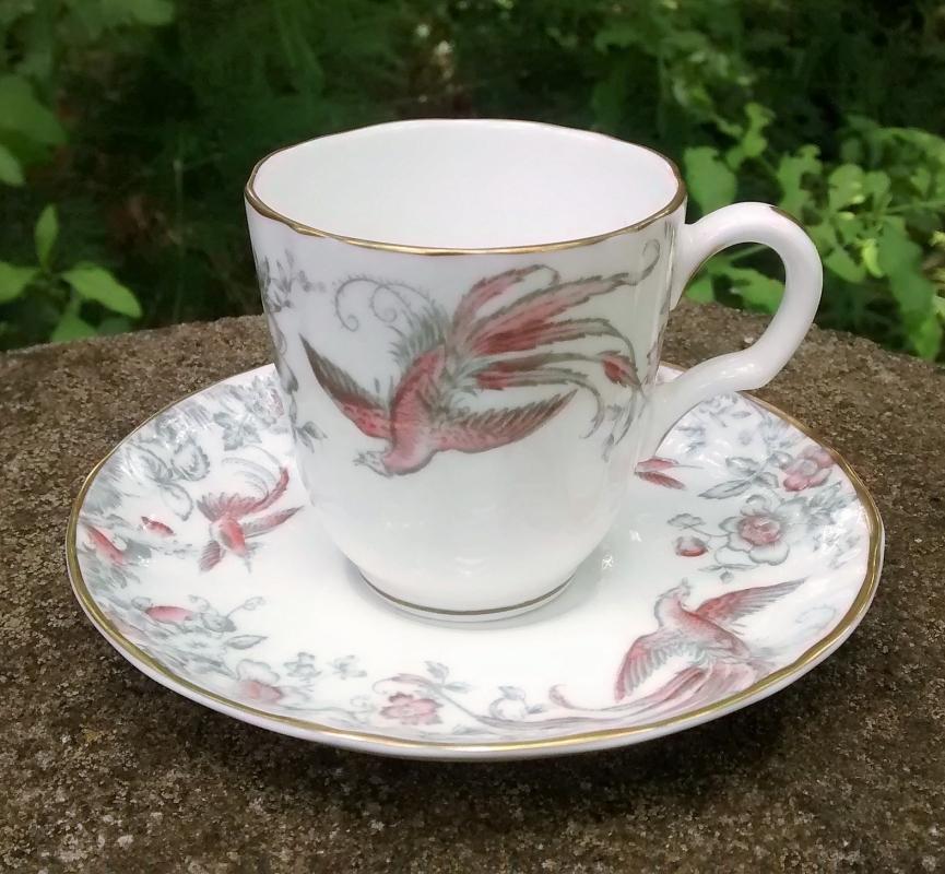 Royal Worcester Lakme Demitasse Cup & Saucer Pink/Gray 1958-61
