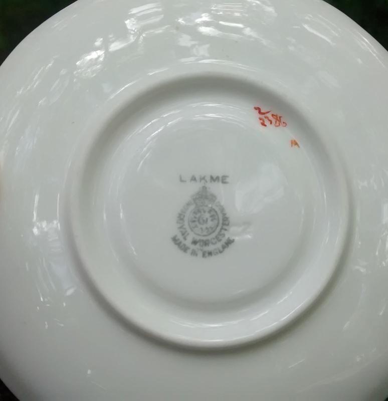 Royal Worcester Lakme Demitasse Cup & Saucer Pink/Gray 1958-61