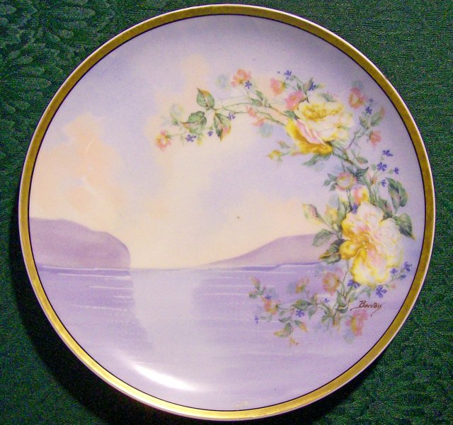 Haviland Limoges Porcelain Plate Lake & Mountain Scene Signed