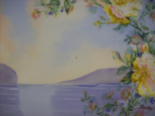 Haviland Limoges Porcelain Plate Lake & Mountain Scene Signed