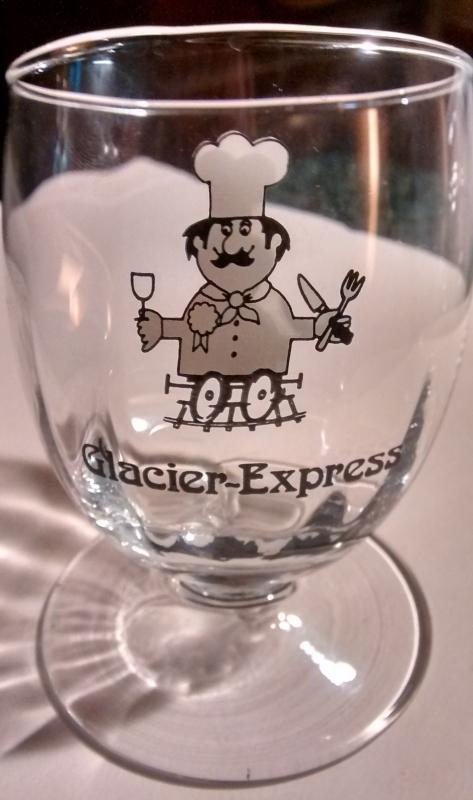Glacier Express Railway Slanted Wine Glass Pair Swiss Alps