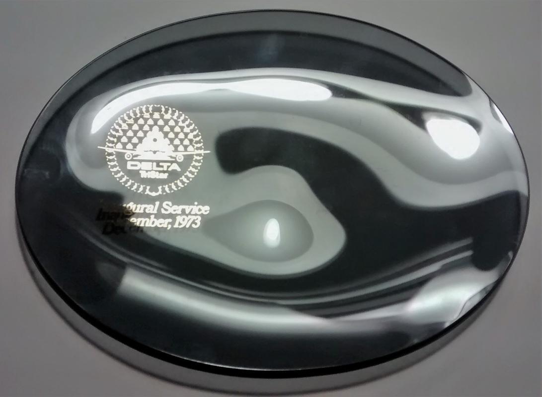 Delta Airlines Tristar Inaugural 1973 Bent Glass Tray Lockheed