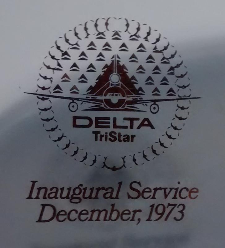 Delta Airlines Tristar Inaugural 1973 Bent Glass Tray Lockheed