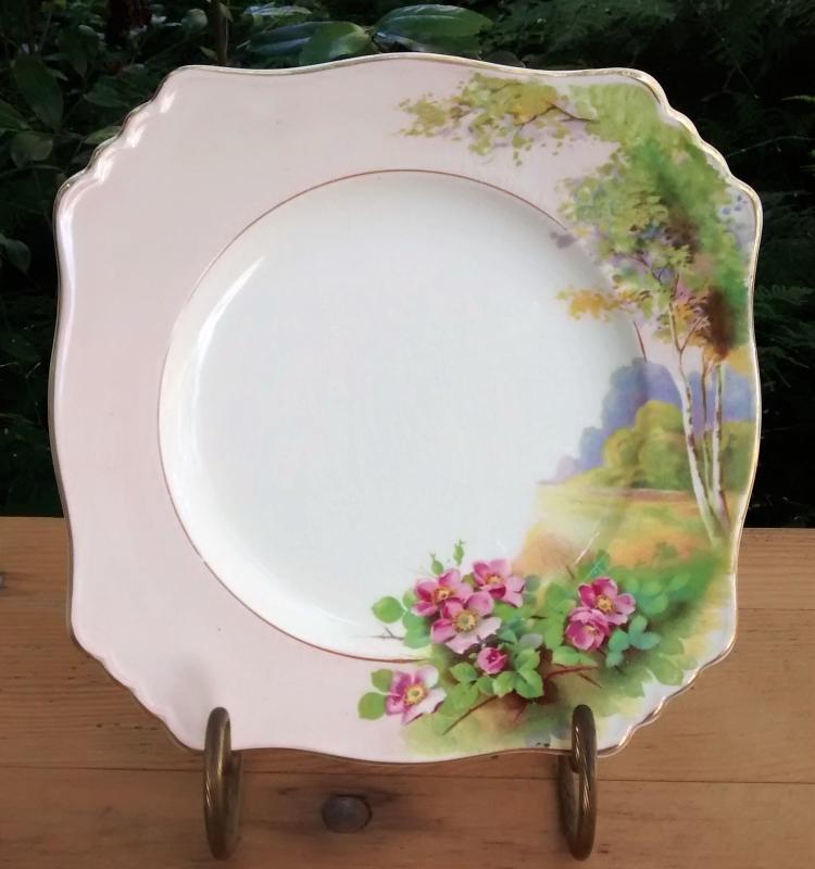 Royal Winton/Grimwades Landscape w/Wild Roses Plate 8.75