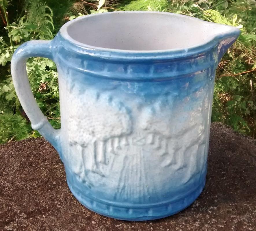 Brush McCoy Avenue of Trees/Woodland Stoneware Pitcher Blue & White