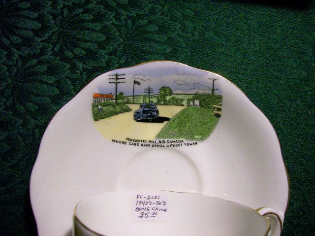 Magnetic Hill NB Canada Bone China Cup & Saucer Souvenir Ca. 1950