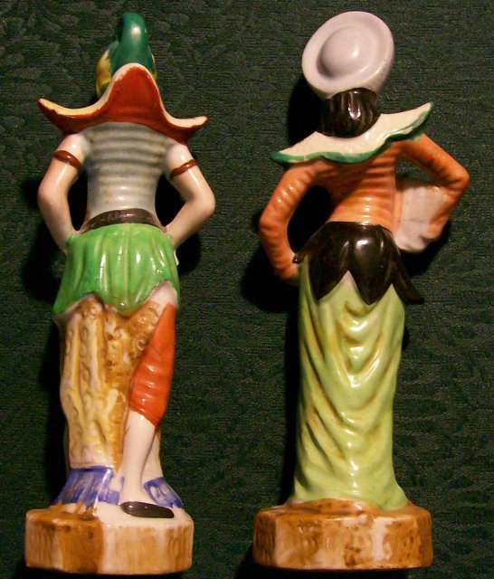 Occupied Japan Ceramic Figurines Siamese Man & Woman Matched Pair 8.25
