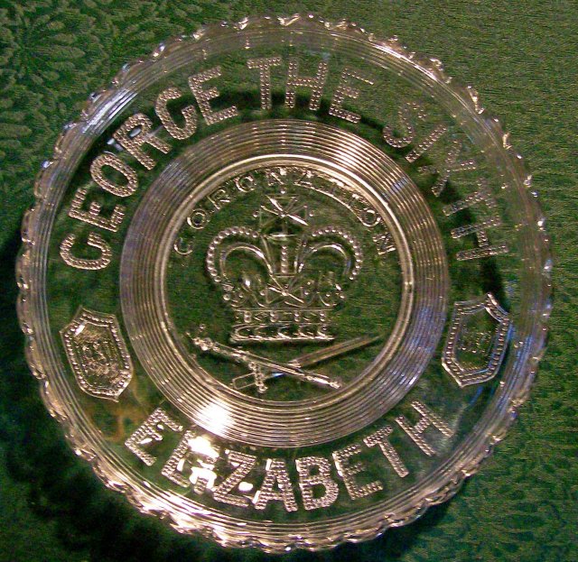 1937 English Coronation Glass Plate George VI & Elizabeth