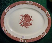 Booth's Rochester Staffordshire Ceramic Platter Ca. 1912 Red/White 16.25