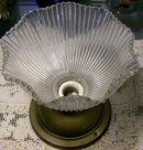 Antique Brass Ceiling Light Fixture with Clear Glass Holophane Shade Ca. 1911