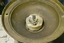 Antique Brass Ceiling Light Fixture with Clear Glass Holophane Shade Ca. 1911