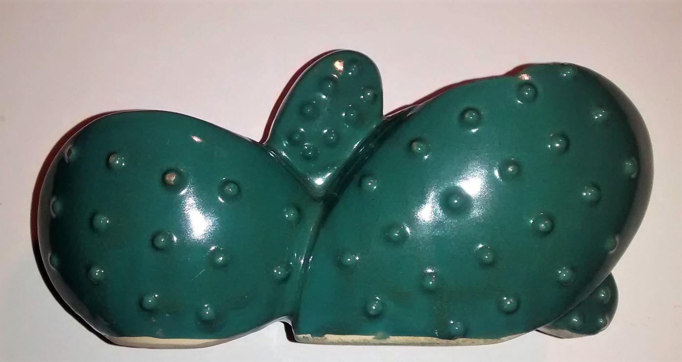 Brush Double Cactus Planter #671 1948 Dk. Green