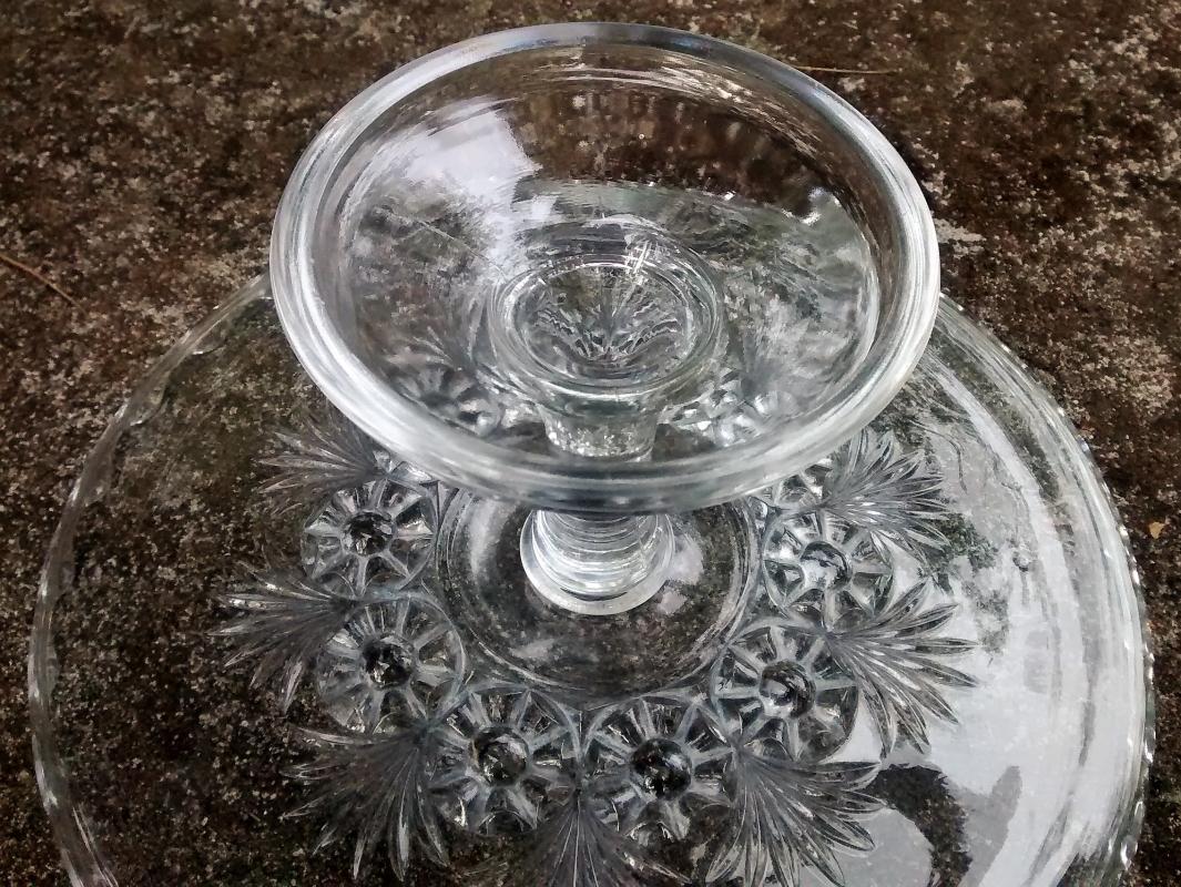 Rosette & Palms Cake Stand EAPG Bryce/Higbee Ca. 1910