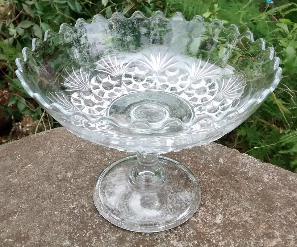 Rosette & Palms Compote/Comport EAPG Bryce/Higbee Ca. 1910