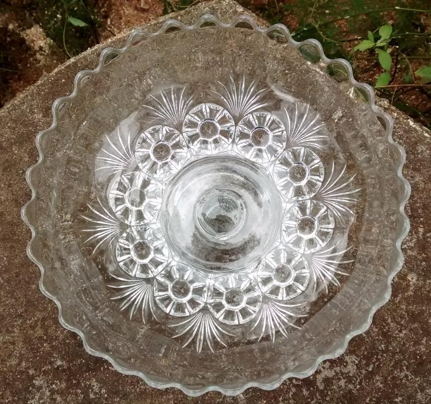 Rosette & Palms Compote/Comport EAPG Bryce/Higbee Ca. 1910