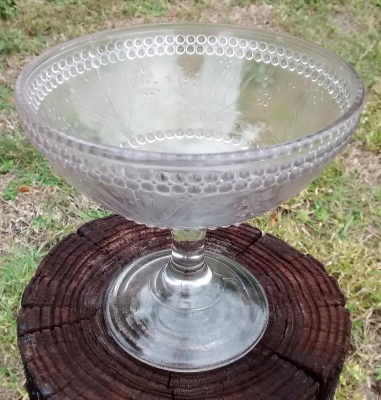 Dewdrops & Flowers Open Compote/Comport Pattern Glass Ca. 1880