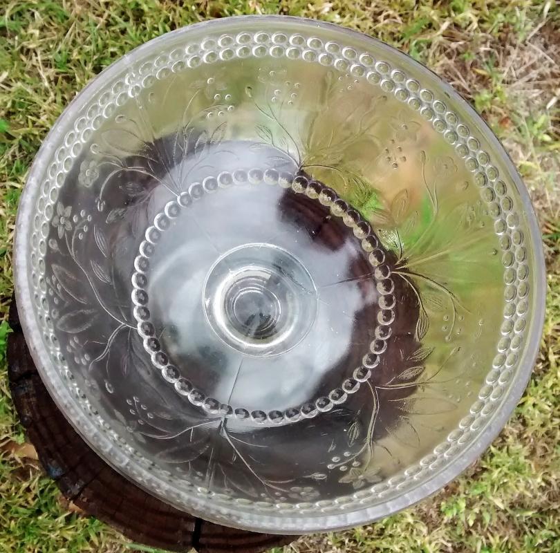 Dewdrops & Flowers Open Compote/Comport Pattern Glass Ca. 1880