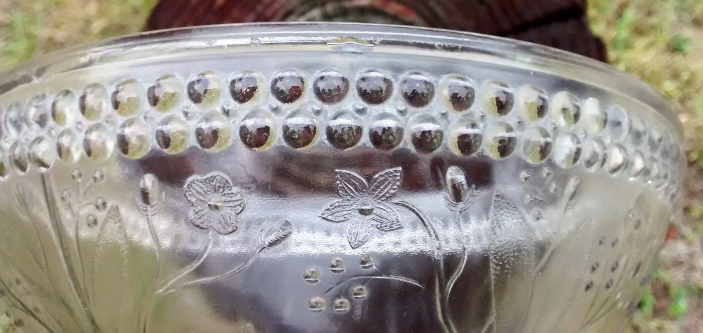 Dewdrops & Flowers Open Compote/Comport Pattern Glass Ca. 1880