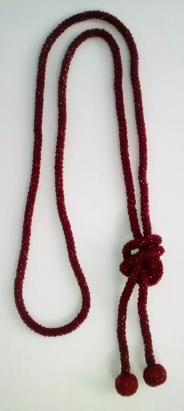Flapper Lariat Necklace Deep Red Beads 1920s 54