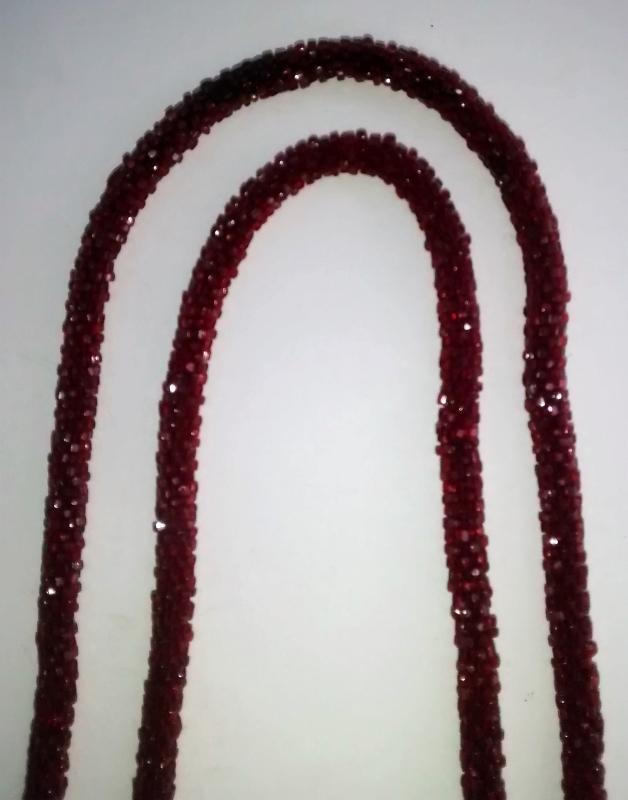 Flapper Lariat Necklace Deep Red Beads 1920s 54