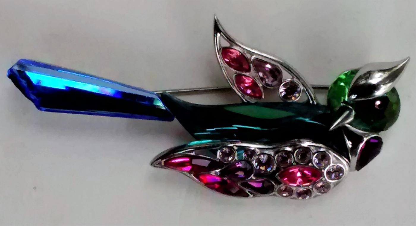 Swarovski Crystal Bird Brooch #276839 Parrot Signed