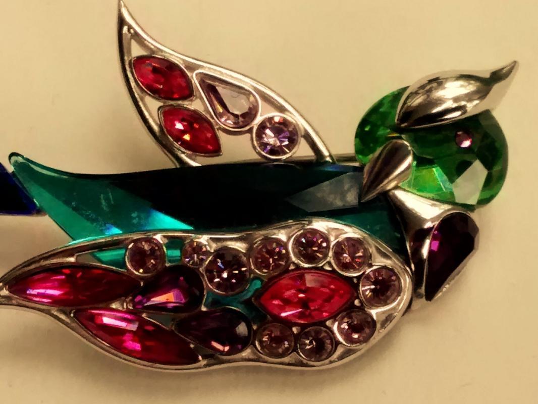 Swarovski Crystal Bird Brooch #276839 Parrot Signed