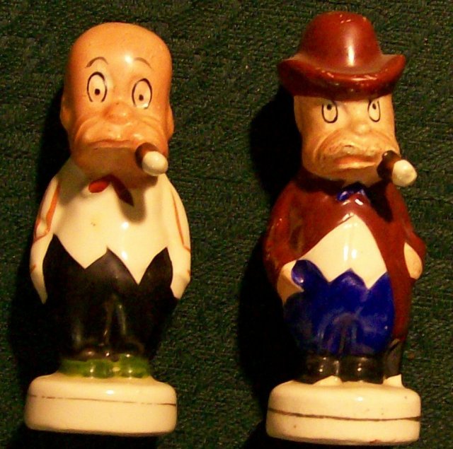 Toonerville(?) Guys Comic Ceramic Salt & Pepper Shakers 1930's Cartoon