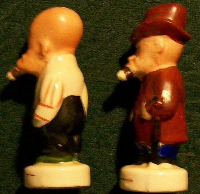 Toonerville(?) Guys Comic Ceramic Salt & Pepper Shakers 1930's Cartoon